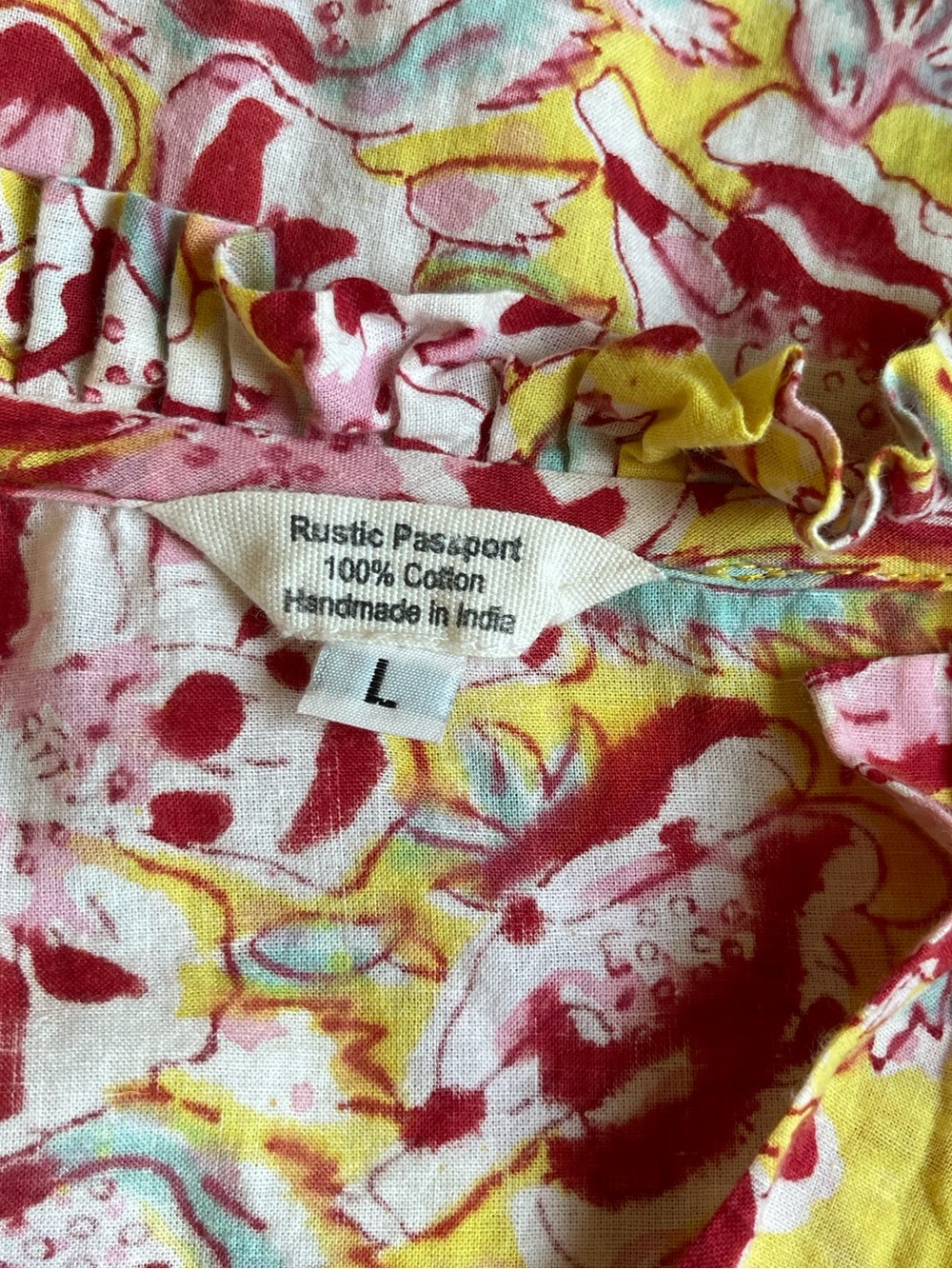 Rustic Passport Cotton Floral Print Button Front Midi Dress Size Large - Picture 4 of 5